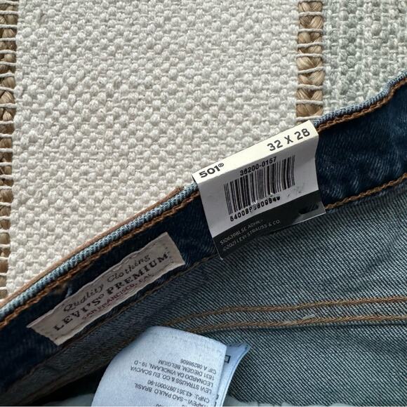 Levi’s 501 Charleston Outlasted Blue 36200-0157 Straight Leg High Rise Crop Jean - Picture 9 of 13